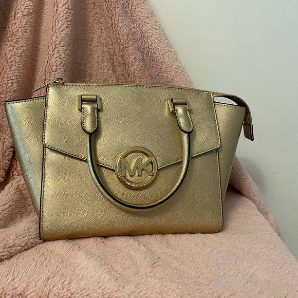 Gold Michael Kors Satchel - Picture 1 of 5